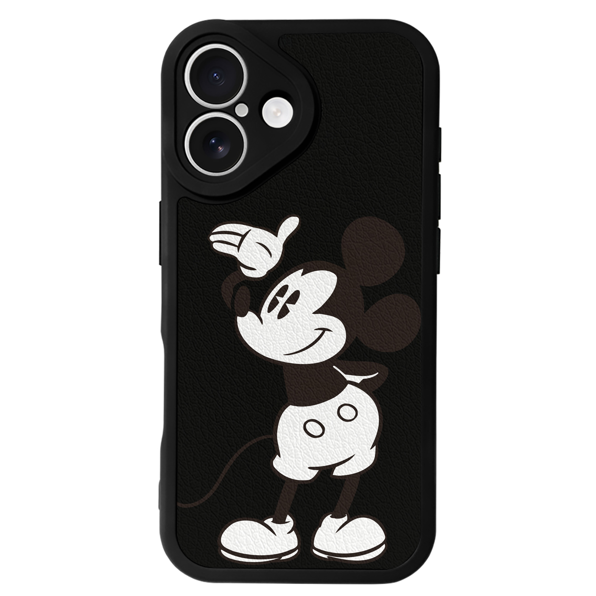 （画像用） ミッキーマウス Mickey Mouse 【iPhone 16シリーズ対応】シリコンスマホケース（レザー調） 材質：シリコン